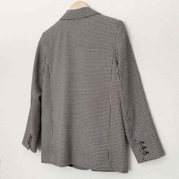 Mango Houndstooth Oversized Blazer Jacket S Gray Single Button Preppy Academia - Picture 7 of 16